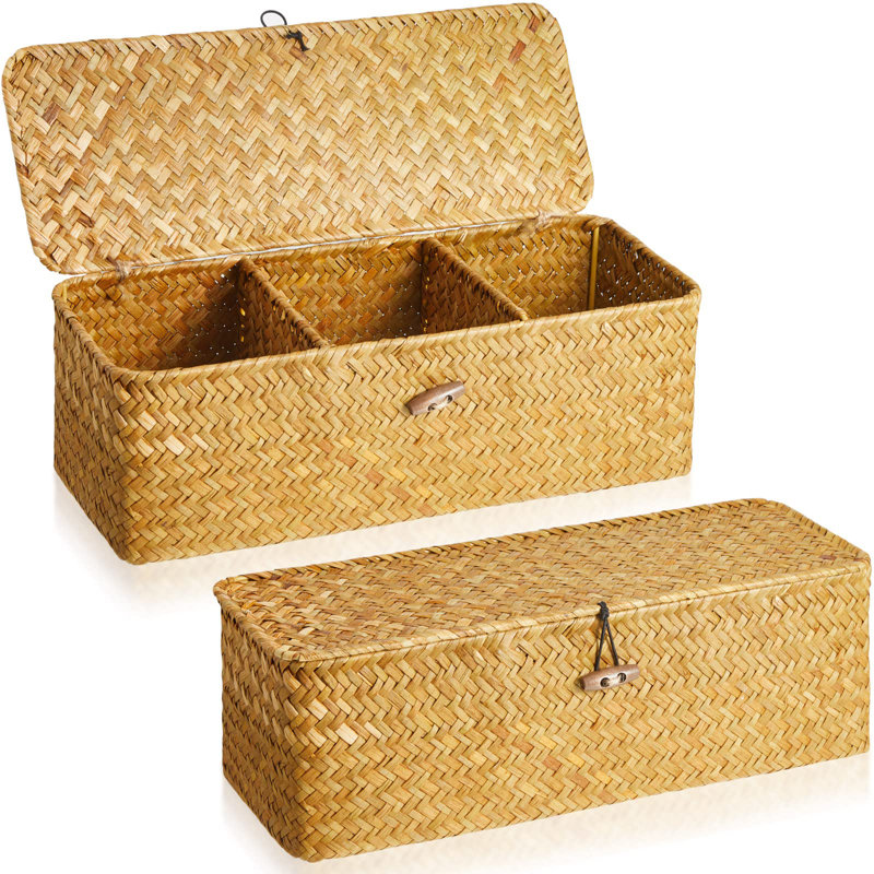 Bayou Breeze Seagrass Decorative Bin, Light Orange