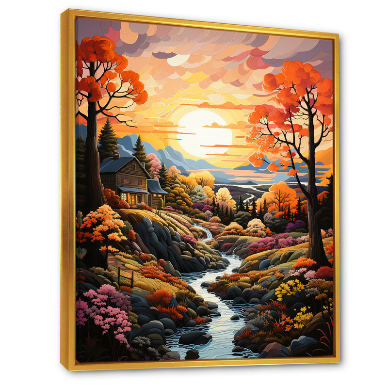 Reproduction sur toile, "Nature Connaissance Simplicity At Sunrise", Cadre flottant doré, H 32 po x l 24 po x P 1 po