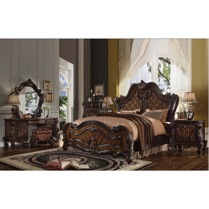 Versailles Vanity Desk, Cherry Oak Finish, Cherry Oak