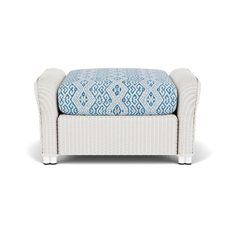 Reflections Outdoor Ottoman, White, Hickory