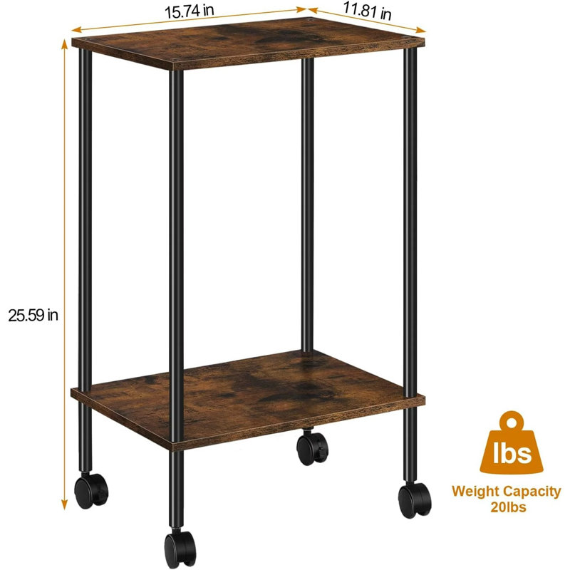 Table de bout à roulettes Priyanga d'une hauteur de 25,59 po