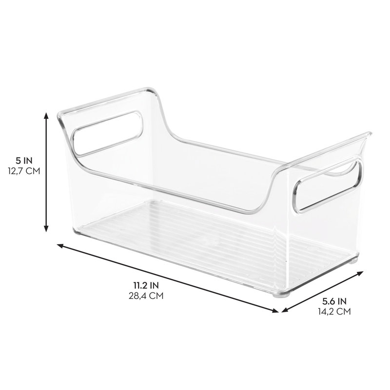 iDesign Condiment Organizer for Fridge - Plastic Fridge Organizer Bins with Handles, Set of 4, Clear