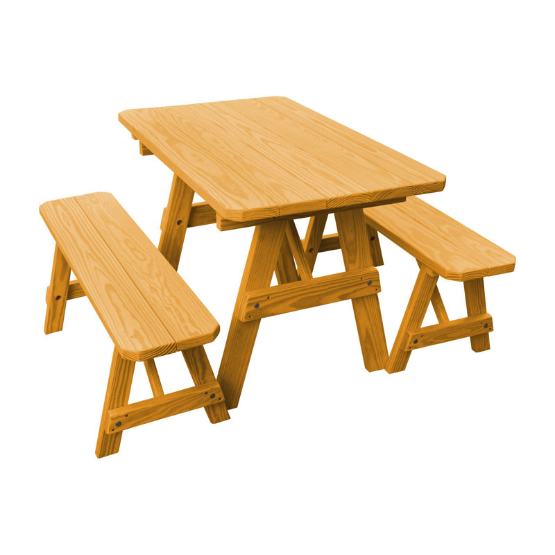 Table de pique-nique 3 pièces Summerhill, Teinture naturelle, L 70 po x l 27 po x H 30 po