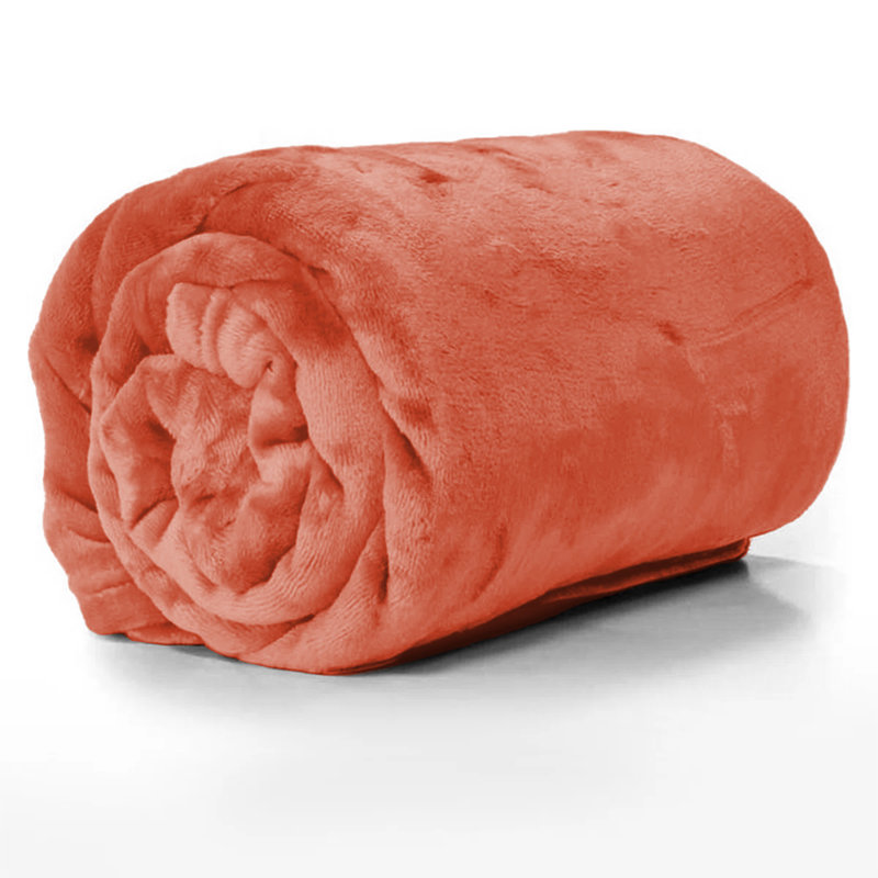 Couverture réversible en fausse fourrure de peluche vison, Grand, Rouille