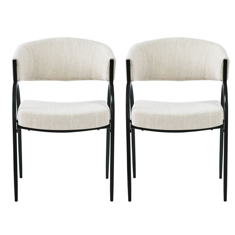 Upholstered Dining Chairs (2), Beige - Sleek Metal Legs, Comfortable Seating Area, 23.07"l X 23.36"w 33.64"h Chair In (2 Chairs) Comfort Seat Back, 22.5"l