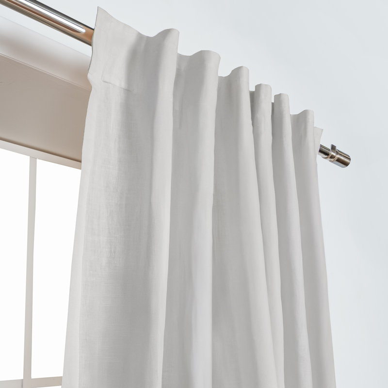 Linen Blend Semi Sheer Rod Pocket And Back Tab Curtain (Single Panel), 52" W x 84" L, Light Grey