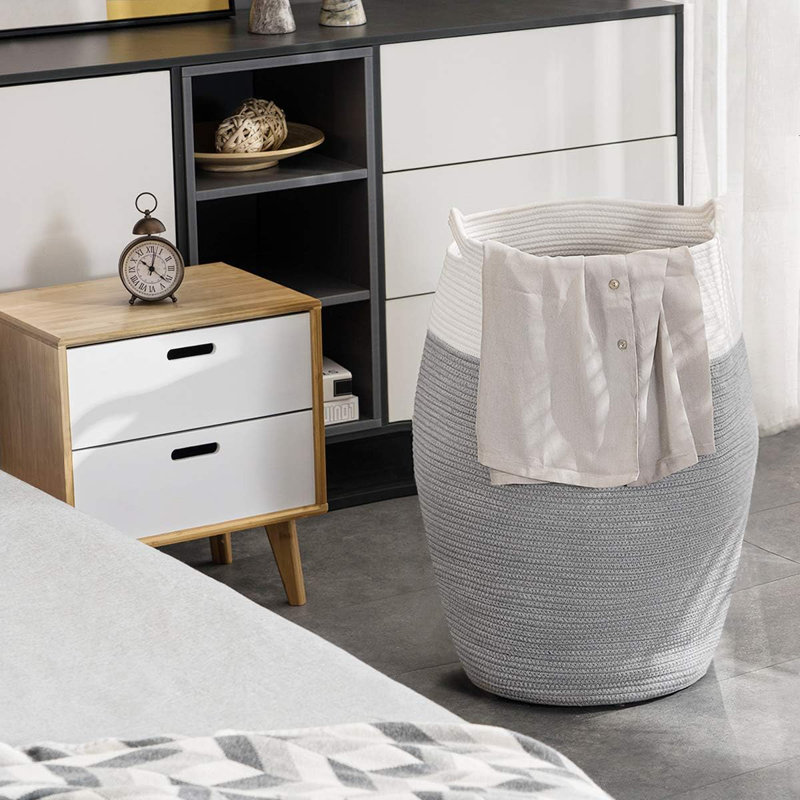 Fabric Laundry Hamper, Dark Gray