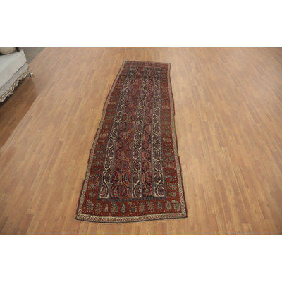 Pre-1900 Antique Kazak Vegetable Dye Runner Rug 4x11