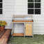 Table de rempotage d'extérieur en bois avec évier, banc de travail de table de jardin avec rangement, poste de travail pour pelouse de patio