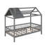Lit simple en bois avec clôture, gris