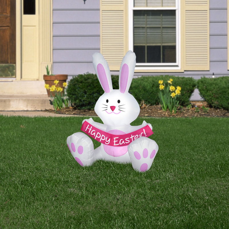 Présentoir gonflable et lumineux en lapin de pâques air
