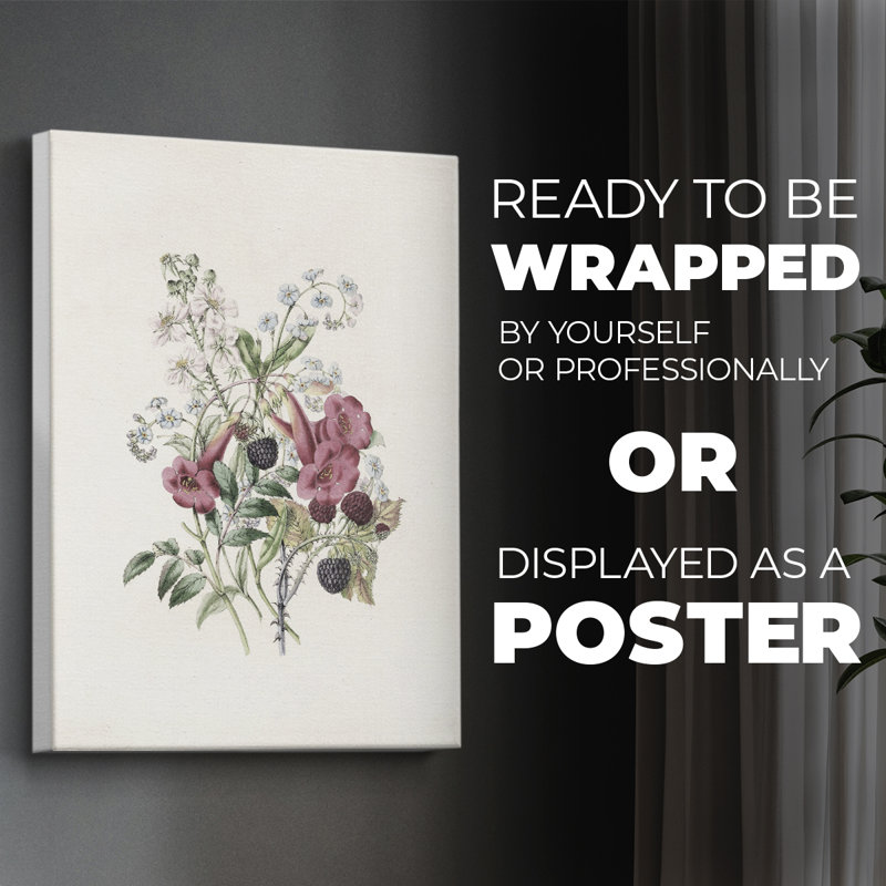 Imprimé floral rétro CXCVI - impression sur toile seulement - non encadrée, H 27 po x l 18 po