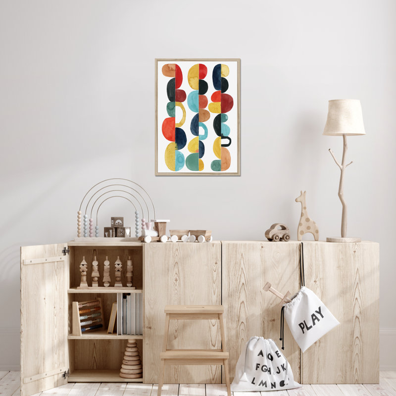 Midcentury Sunrise I by Grace Popp - Painting, 80cm H x 55cm W, Natural Wood Single Picture Framed Paper