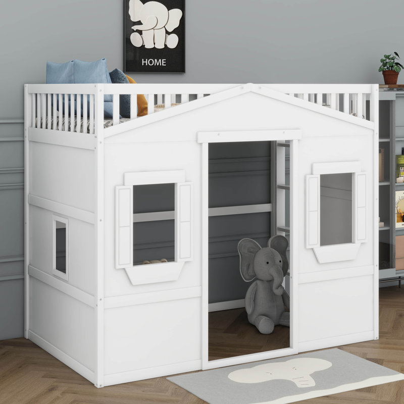 Gabriella-Frances Kids Loft Bed with Ladder, Twin, White