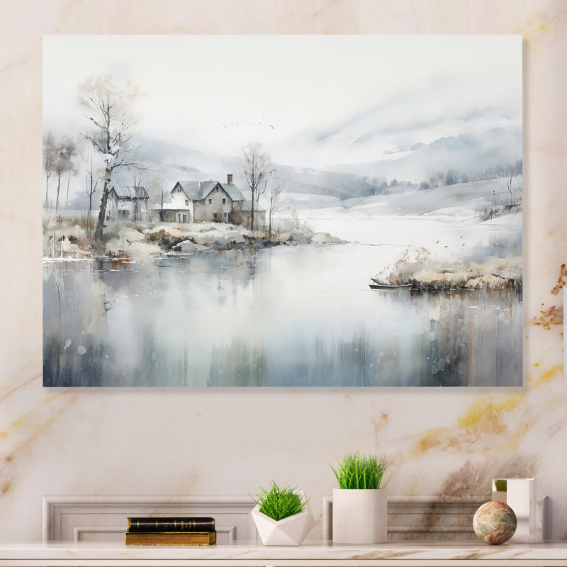 «Gray and Beige Modern Scandinavian Scenery Silence» sur métal, H 12 po x l 20 po x P 1 po