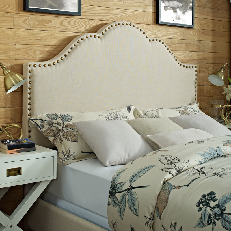 Benedict Upholstered Headboard, Full/Queen, Crème Linen