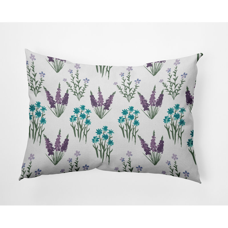 Reversible Throw Pillow, Green/Purple/Blue Floral