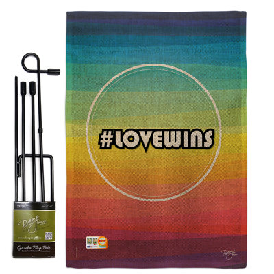 Le support d’inspiration lovewins est un mélange de polyester de 2 côtés 19 po x 13 po. ensemble de drapeau