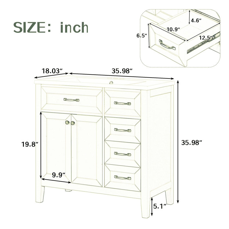Meuble-lavabo simple 36 po avec plateau Revae