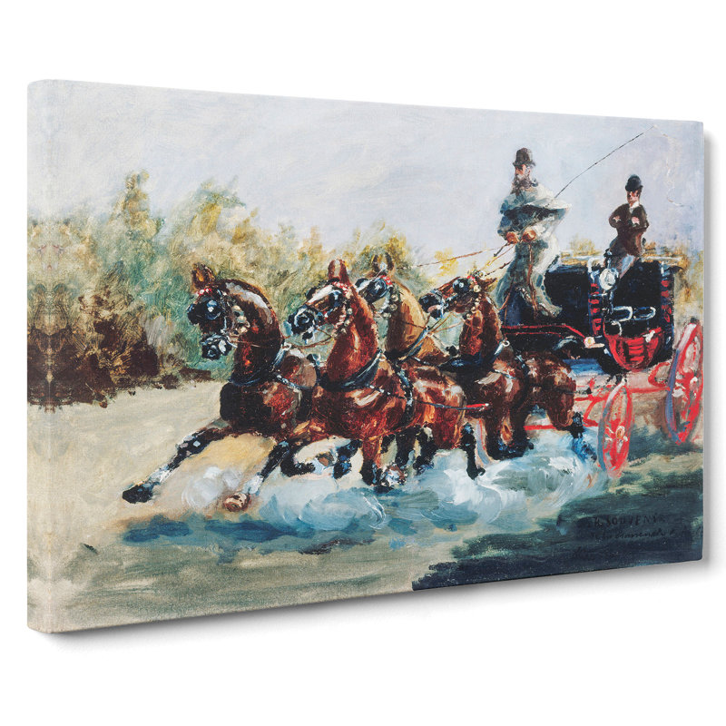 Horses With Cart by Henri De Toulouse-Lautrec - Wrapped Canvas, 40cm H x 60cm W x 3cm D
