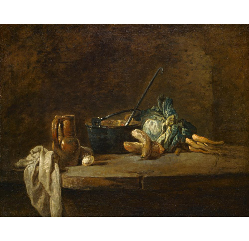 "Légumes pour la soupe" par Jean Siméon Chardin - Art mural sur toile tendue avec châssis, H 24 po x l 17 po