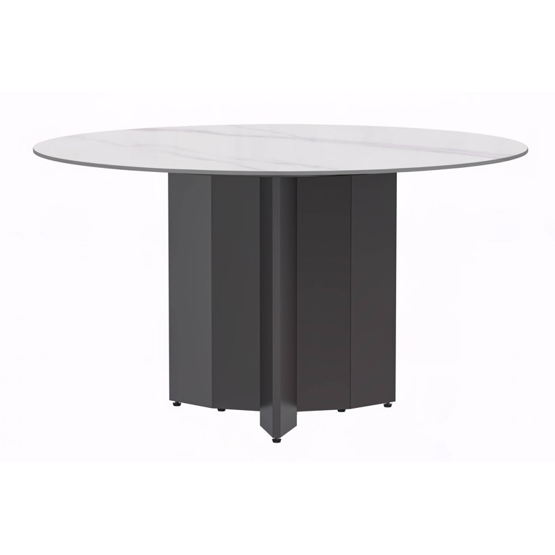 Table de salle à manger ronde Jabez, Blanc, H 29,5 po x l 60 po x P 60 po