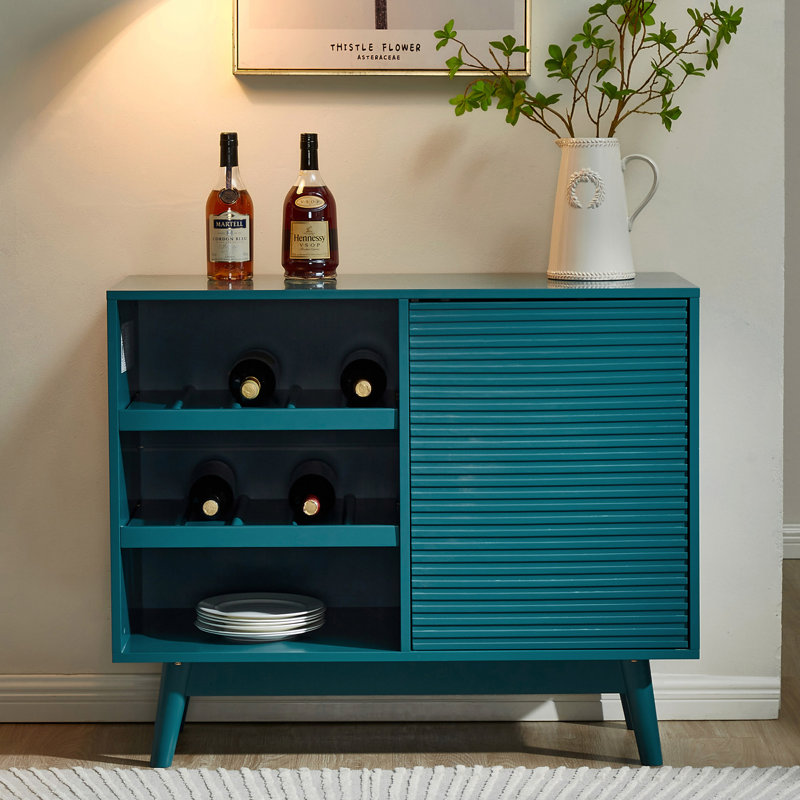Buffet de 36 po avec tablette de rangement pour bouteilles de vin et armoire à vin Badhir