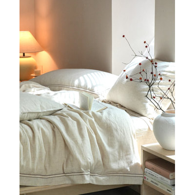 Ensemble de housse de couette en lin Manjusaka Tencel avec taie d'oreiller - Qualité supérieure et naturel