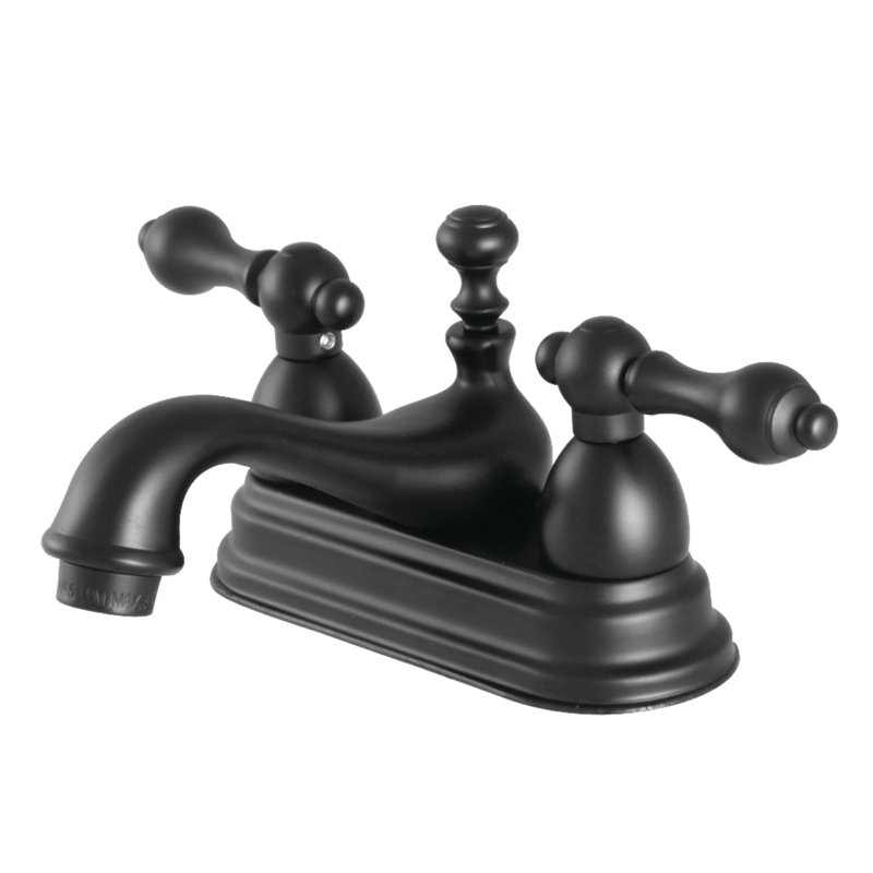 Robinet de salle de bain central à fixation à deux poignées à 3 trous à fixation sur le comptoir 4 po Kingston, Noir mat