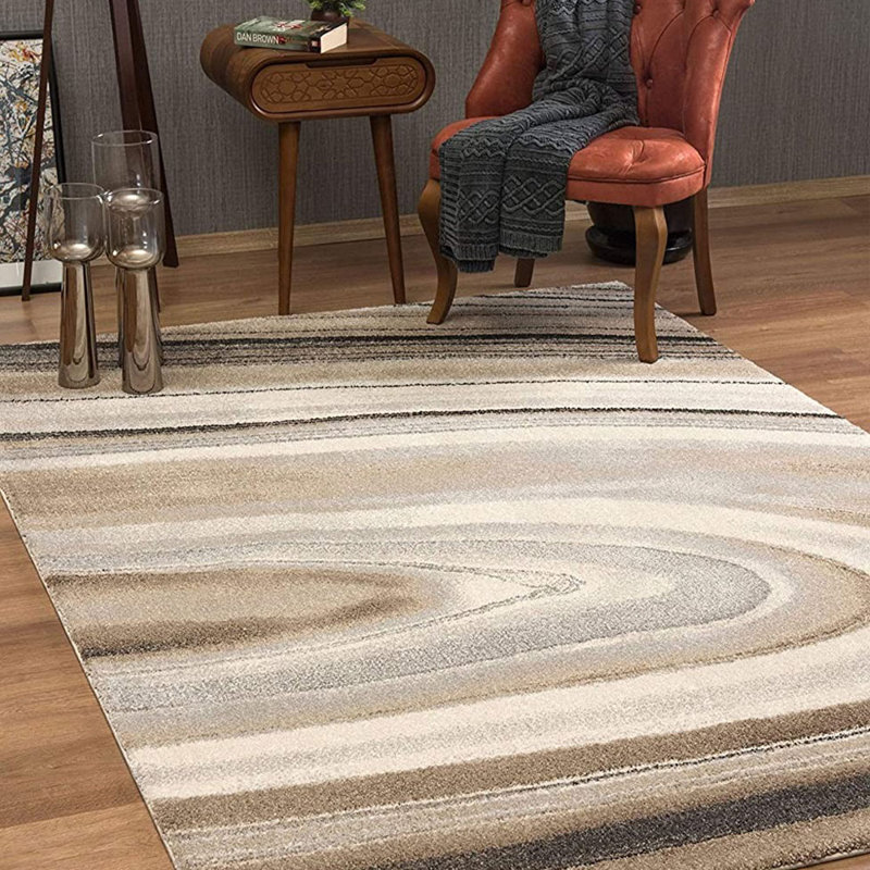 Tapis crème / brun foncé Daray 4 'x 6', Rectangle 4 pi x 6 pi