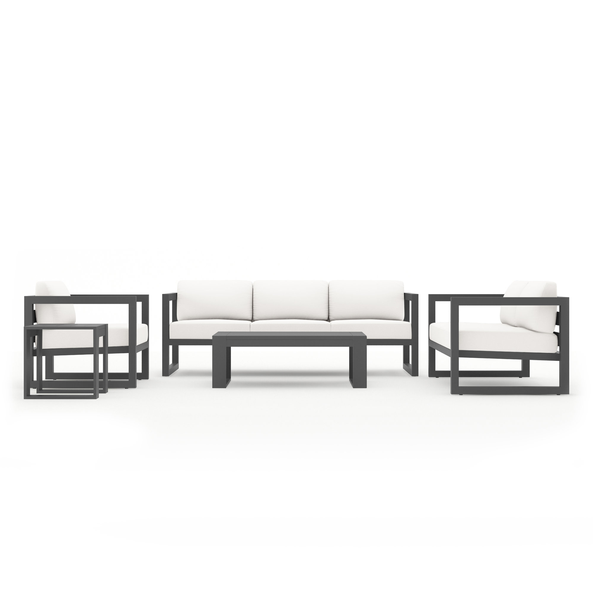 Smith 5 Piece Sofa Seating Group with Sunbrella Cushions, Slate, Canvas Natural Sunbrella® Canvas