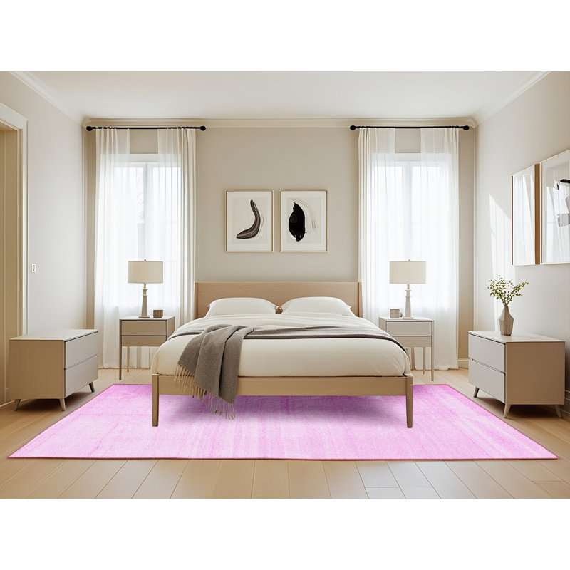 Tapis rose fait à la machine, Rectangle 5 pi x 8 pi