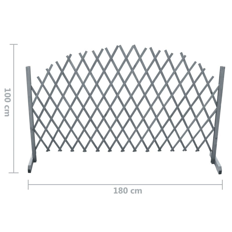 100cm H x 180cm W Wood Trellis, Grey