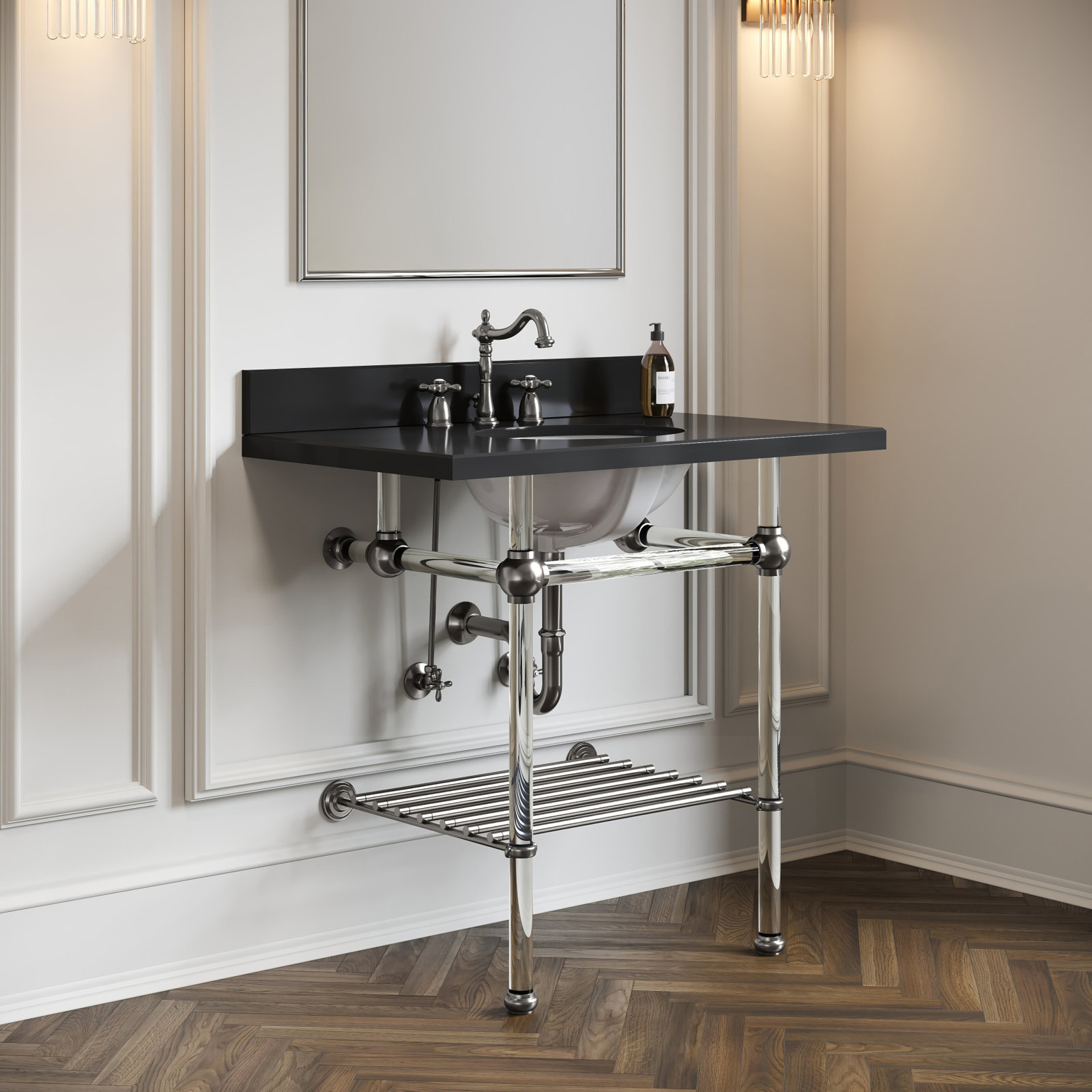 Heritage Widespread Bathroom Faucet with Drain, Brushed Nickel