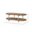 Aurora Bridges Cocktail Table – Latte Elm Veneer Oval Coffee Table with 2-Tier Storage Shelf & Metal Accents