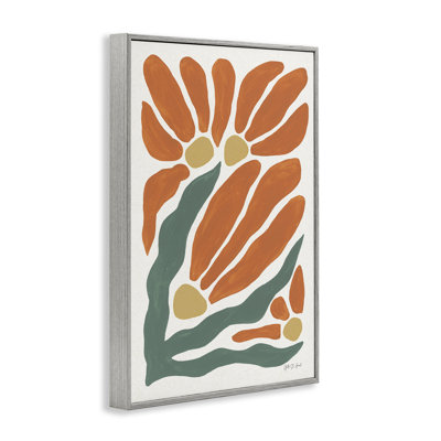 «Mid-Century Orange Blooms», art de la giclée encadrée, design par Yvette St. Amant