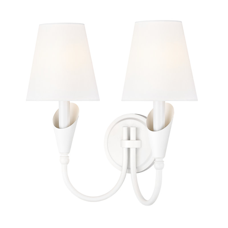 Applique murale moderne Elvin, H 14,5 po x l 13,75 po x P 8 po, Deux lumières, Blanc texturé