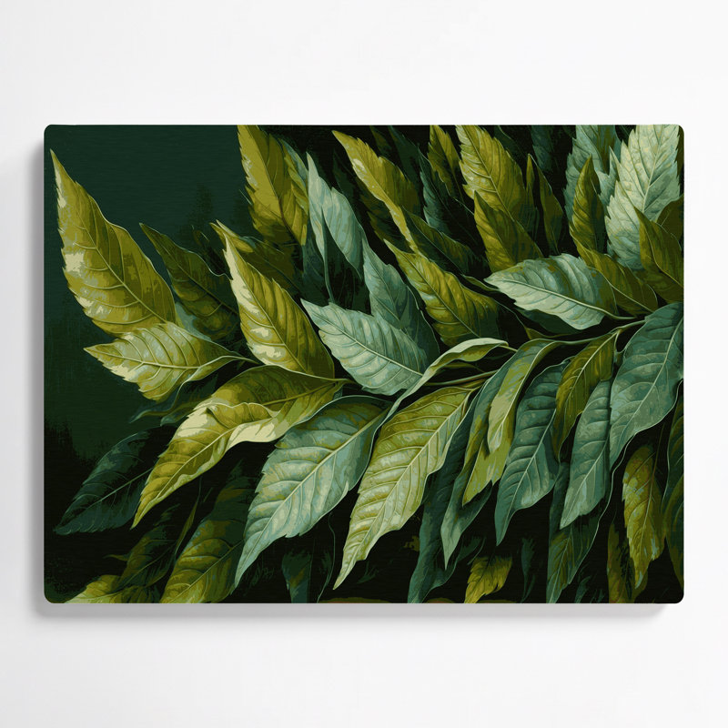 «Botanical Bay Leaves», art mural en métal vert, H 132 po x l 168 po x P 0,05 po