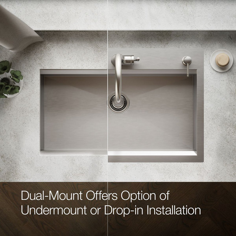 Task 33" x 22" Top-Mount/Undermount Single-Bowl Workstation Kitchen Sink With Accessories, 2 Hole