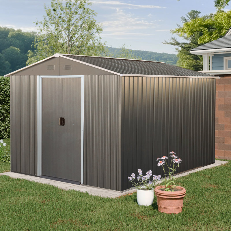 Abri de rangement extérieur en métal 8 x 10 gris
