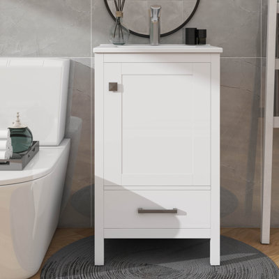 Meuble-lavabo moderne de 20 pouces avec lavabo en céramique