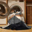 Tapis géométrique moderne lavable à la machine en brun - reliure noire-154061274