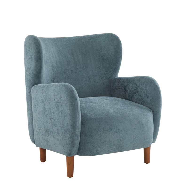 Langston Velvet Upholstered Wingback Accent Chair, Aqua Blue