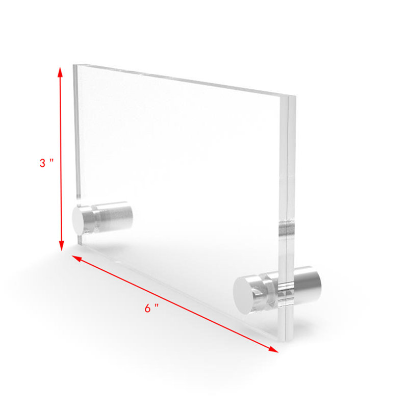 Fixturedisplays® Clear Sign Name Holder Plexiglass 3X6 6X3 Wallmount Poster Frame Standoff 119884-3*6