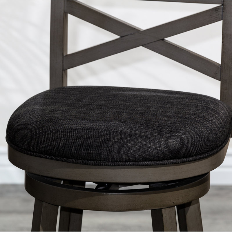 Tabouret de bar 30 po gris patiné avec housse en tissu gris anthracite - choix gris pivotant, rehausse l'apparence de l'espace