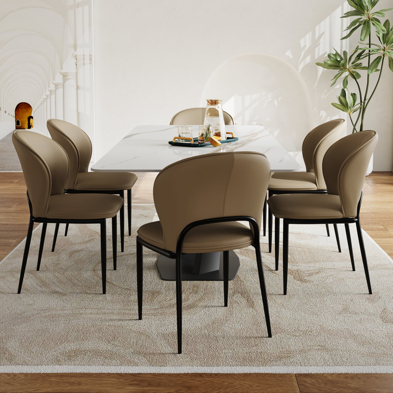 Chaises de table de salle à manger modernes, similicuir, non assemblées, Gris, 6