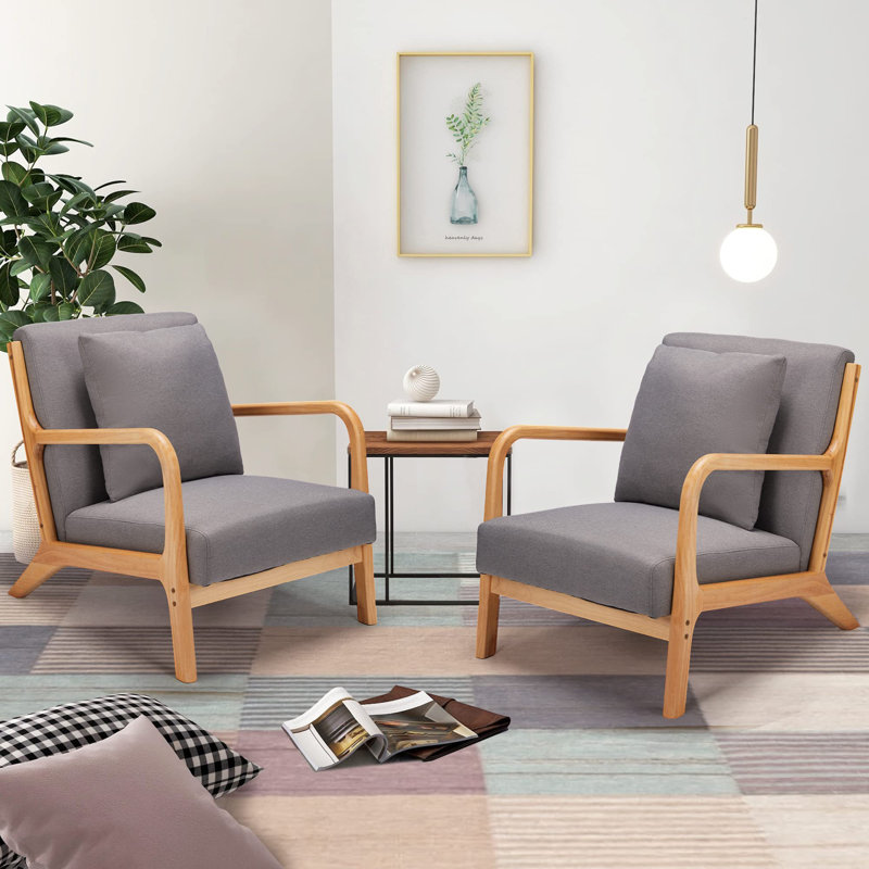 Upholstered Armchair, Grey Linen