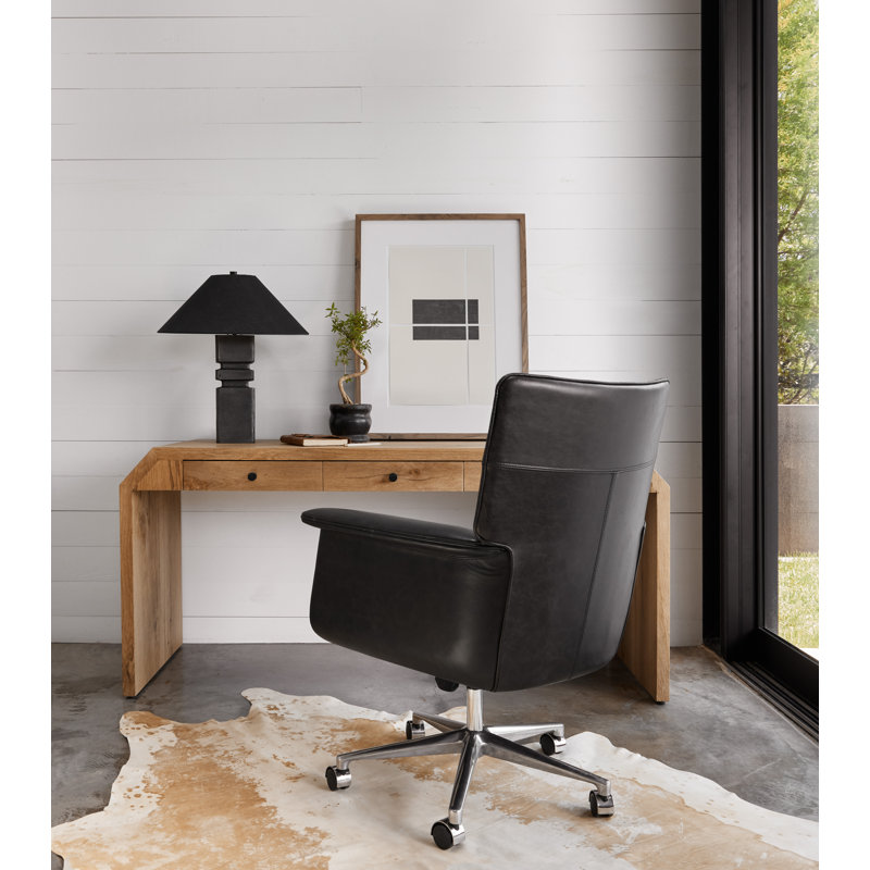 Humphrey Leather Swivel Office Chair, Sonoma Black Genuine Leather