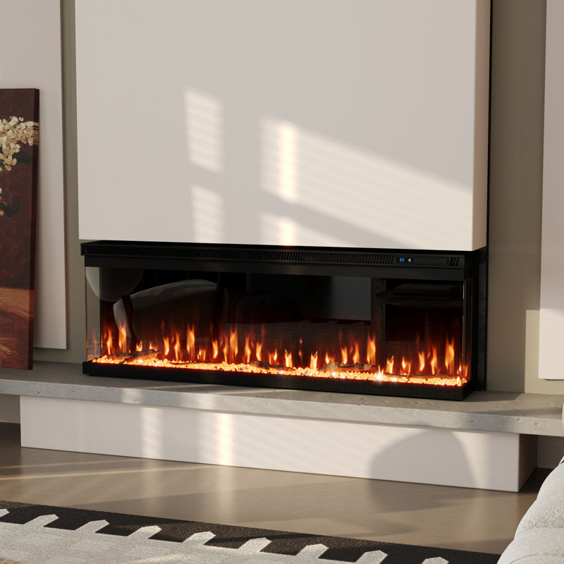 3-Sided Modern Electric Fireplace with Smart Wi-Fi app/Remote Control, 17.3" H x 50" W x 7.9" D