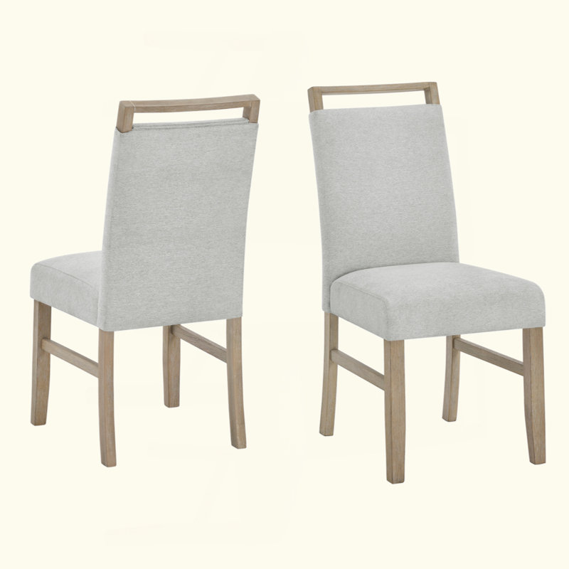 Ensemble de 2 chaises d'appoint Tabitha avec finition en chêne clair et tissu gris clair